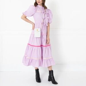 Anthropologie Celia B Elegant Lilac Puff Sleeve Dress